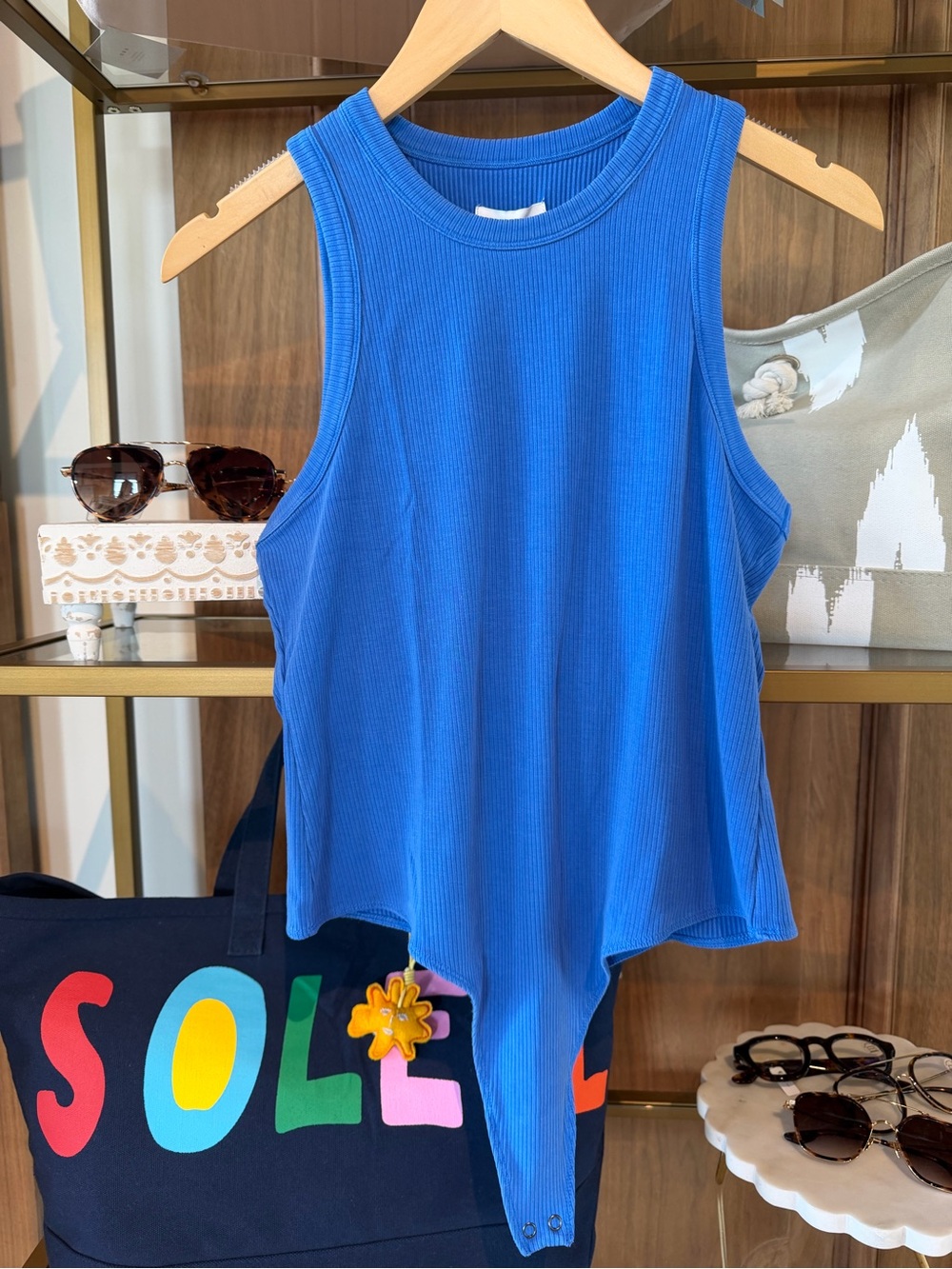 pistola Electric Blue Ribbed Tank with Asymmetric Snap Hem